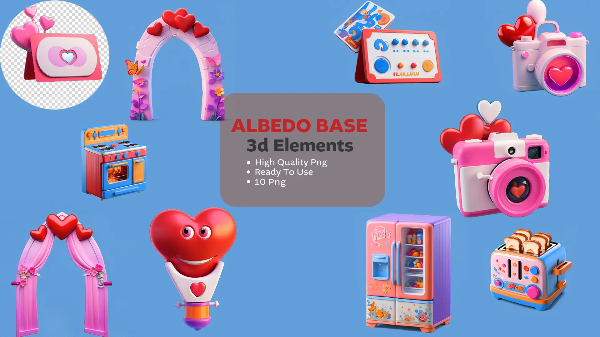 Valentine's Day 3D Pack with Heart-Themed Objects image
